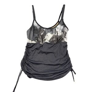 Lululemon Tank Top Womens 10 Gray‎ Watercolor Built In Bra Ruched Sides